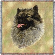 Keeshond - Robert May - Lap Square Cotton Woven Blanket Throw -  (54x54)
