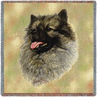 Keeshond - Robert May - Lap Square Cotton Woven Blanket Throw -  (54x54)