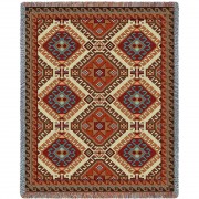 Kilim - Southwest Native American Inspired Tribal Camp - Cotton Woven Blanket Throw -  (72x54)