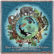 Your Kingdom Come Your Will Be Done On Earth As It Is In Heaven - Matthew 6:10 - Lap Square Cotton Woven Blanket Throw (54x54)