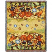Koko Quartet - Kokopelli - Southwest - Cotton Woven Blanket Throw -  (72x54)
