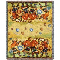 Koko Quartet - Kokopelli - Southwest - Cotton Woven Blanket Throw -  (72x54)