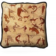 Kokopelli Petroglyphs - Southwest Cave Rock Art - - Throw Pillow