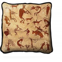 Kokopelli Petroglyphs - Southwest Cave Rock Art - - Throw Pillow