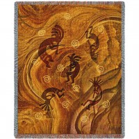 Kokopelli the Ancient Ones - Kokopelli - Southwest - Cotton Woven Blanket Throw -  (72x54)