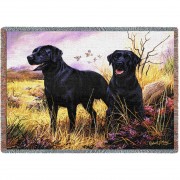 Labrador Retriever Black Lab - Robert May - Cotton Woven Blanket Throw -  (72x54)
