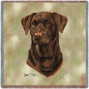 Labrador Retriever Chocolate Lab - Robert May - Lap Square Cotton Woven Blanket Throw -  (54x54)