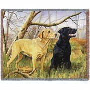Labrador Retrievers Lab - Robert May - Cotton Woven Blanket Throw -  (72x54)