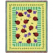Lady Bug Garden - Cotton Woven Blanket Throw -  (72x54)