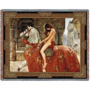 Lady Godiva - John Collier - Cotton Woven Blanket Throw -  (72x54)