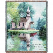Lakeside Scripture - I Was Glad When They Said Unto Me Let Us Go Into The House of the Lord - Psalm 122:1- Cotton Woven Blanket Throw -  (72x54)