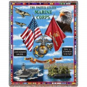 US Marine Corps - Land Sea Air - Cotton Woven Blanket Throw -  (72x54)
