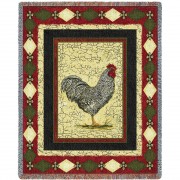 Le Coq Rooster - Cotton Woven Blanket Throw -  (72x54)