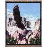 Let Freedom Ring - Eagle Mount Rushmore - Don Balke - Cotton Woven Blanket Throw -  (72x54)