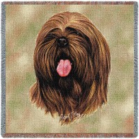 Lhasa Apso - Robert May - Lap Square Cotton Woven Blanket Throw -  (54x54)