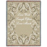 Live Well Laugh Often Love Much - Cotton Woven Blanket Throw -  (72x54)