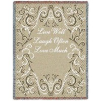 Live Well Laugh Often Love Much - Cotton Woven Blanket Throw -  (72x54)