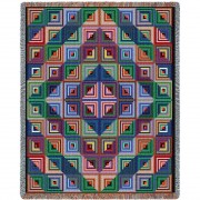 Quilt - Log Cabin - Cotton Woven Blanket Throw -  (72x54)