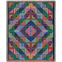 Quilt - Log Cabin - Cotton Woven Blanket Throw -  (72x54)