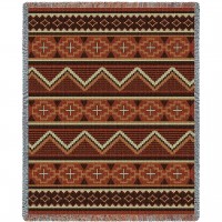 Los Ranchos - Southwest Native American Inspired Tribal Camp - Cotton Woven Blanket Throw -  (72x54)