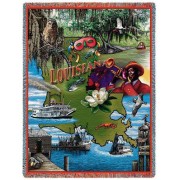 State of Louisiana - Cotton Woven Blanket Throw -  (72x54)