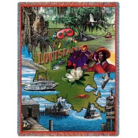State of Louisiana - Cotton Woven Blanket Throw -  (72x54)