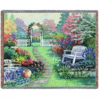 Loved One Garden Bench - Cotton Woven Blanket Throw -  (72x54)
