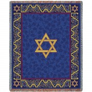 Magen David - Star of David - Cotton Woven Blanket Throw -  (72x54)
