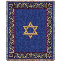Magen David - Star of David - Cotton Woven Blanket Throw -  (72x54)