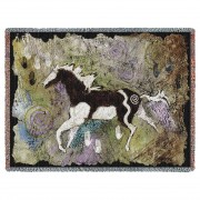 Magical Pinto - Southwest Cave Rock Art - Ginny Hogan - Cotton Woven Blanket Throw -  (72x54)