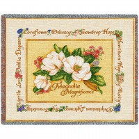 Magnolia Magnificence - Judy Hand - Cotton Woven Blanket Throw -  (72x54)