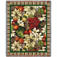 Magnolia Poinsettia - Helen Vladykina - Cotton Woven Blanket Throw -  (72x54)