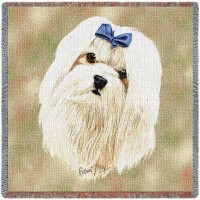 Japanese Chin - Robert May - Lap Square Cotton Woven Blanket Throw -  (54x54)