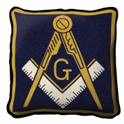 Masonic Emblem Textured Hand Finished Elegant Woven Pillowby . . Size 17x17