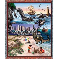 State of Massachusetts - Cotton Woven Blanket Throw -  (72x54)