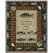 Gone Fishing - He Leadeth Me Beside The Still Waters - Psalm 23:2 - Cotton Woven Blanket Throw -  (72x54)