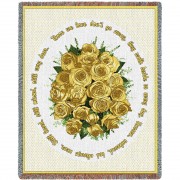 Bundle of Yellow Roses - Those We Love Don't Go Away They Walk Beside Us Every Day - Sympathy - Cotton Woven Blanket Throw -  (72x54)