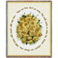Bundle of Yellow Roses - Those We Love Don't Go Away They Walk Beside Us Every Day - Sympathy - Cotton Woven Blanket Throw -  (72x54)