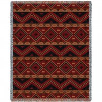 Mesilla - Southwest Native American Inspired Tribal Camp - Cotton Woven Blanket Throw -  (72x54)