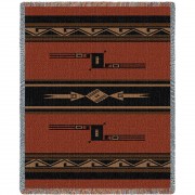 Mesquite Earth - Southwest Native American Inspired Tribal Camp - Cotton Woven Blanket Throw -  (72x54)