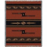 Mesquite Earth - Southwest Native American Inspired Tribal Camp - Cotton Woven Blanket Throw -  (72x54)
