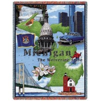 State of Michigan - Cotton Woven Blanket Throw -  (72x54)