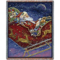 Christmas Midnight Ride - Donna Race - Cotton Woven Blanket Throw -  (72x54)