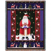 Midnight Santa - Coco Dowley - Cotton Woven Blanket Throw -  (72x54)
