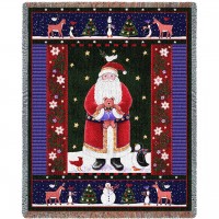 Midnight Santa - Coco Dowley - Cotton Woven Blanket Throw -  (72x54)