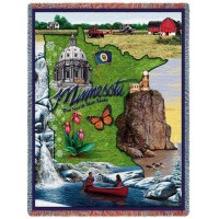 State of Minnesota - Cotton Woven Blanket Throw -  (72x54)