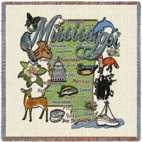 State of Mississippi - Lap Square Cotton Woven Blanket Throw -  (54x54)