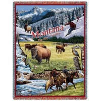 State of Montana - Cotton Woven Blanket Throw -  (72x54)