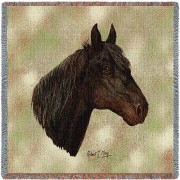 Morgan Horse - Robert May - Lap Square Cotton Woven Blanket Throw -  (54x54)