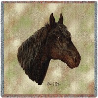 Morgan Horse - Robert May - Lap Square Cotton Woven Blanket Throw -  (54x54)